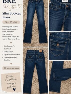 BKE Payton Slim Bootcut Jeans - Dark Blue Wash